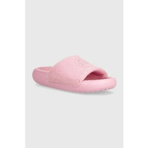 Crocs papuci Classic Towel Slide femei, culoarea roz, 209962 imagine