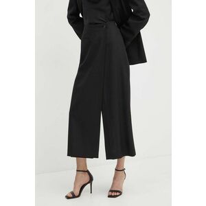 BOSS pantaloni de lana culoarea negru, drept, high waist, 50518389 imagine