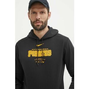 Nike bluza Pittsburgh Pirates barbati, culoarea negru, cu glugă, cu imprimeu imagine