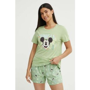 women'secret pijamale de bumbac Mickey culoarea verde, bumbac, 3137655 imagine