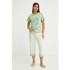 women'secret pijamale de bumbac Lilo&Stich culoarea verde, bumbac, 3137658 imagine