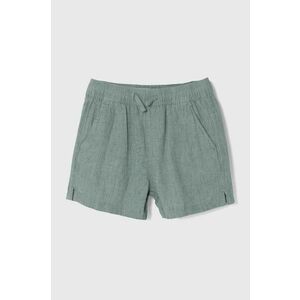 Abercrombie & Fitch pantaloni scurți de in pentru copii culoarea verde, talie reglabila imagine