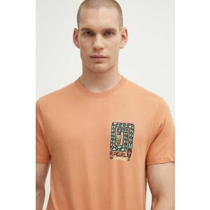 Rip Curl tricou din bumbac barbati, culoarea portocaliu, cu imprimeu imagine