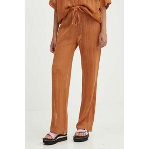 Billabong pantaloni LARGO femei, culoarea portocaliu, drept, high waist, ABJX600226 imagine