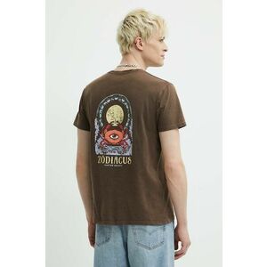 Kaotiko tricou din bumbac culoarea maro, cu imprimeu, AM022-01-G002 imagine