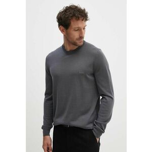 BOSS pulover de lana barbati, culoarea gri imagine