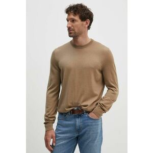 BOSS pulover de lana barbati, culoarea bej imagine