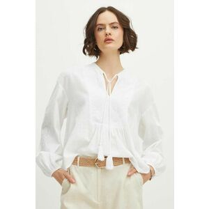 Medicine bluza din bumbac femei, culoarea alb, cu imprimeu imagine