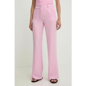 Answear Lab pantaloni femei, culoarea roz, drept, high waist imagine