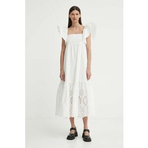 Résumé rochie din bumbac BeniseRS Dress culoarea alb, midi, evazati, 122051192 imagine