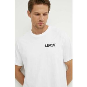 Levi's tricou din bumbac barbati, culoarea alb, cu imprimeu imagine