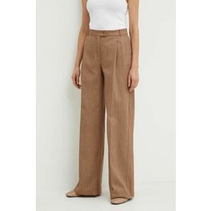 MAX&Co. pantaloni femei, culoarea maro, lat, high waist, 2416131104200 2416130000000 imagine