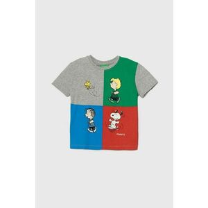 United Colors of Benetton tricou de bumbac pentru copii X Peanuts culoarea gri, cu imprimeu imagine