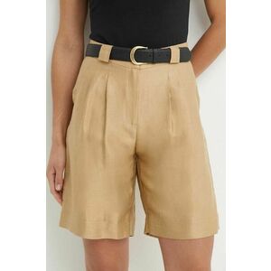 La Petite Française pantaloni scurți din amestec de in SAVOUREUX culoarea bej, neted, high waist imagine