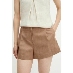MAX&Co. pantaloni scurti femei, culoarea maro, neted, high waist, 2416141014200 imagine