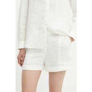 MAX&Co. pantaloni scurti din in culoarea alb, neted, high waist, 2416141025200 imagine