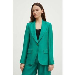 La Petite Française blazer din amestec de in VOYANTE culoarea verde, un singur rand de nasturi, neted imagine