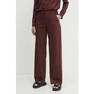 MAX&Co. pantaloni femei, culoarea bordo, drept, high waist, 2416781012200 imagine