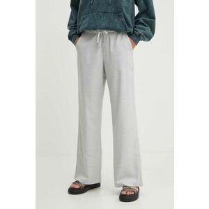 Hollister Co. pantaloni femei, culoarea gri, drept, high waist imagine