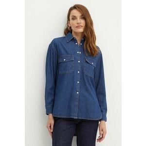 MAX&Co. camasa jeans femei, culoarea albastru marin, cu guler clasic, relaxed, 2416111042200 imagine