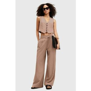AllSaints pantaloni din amestec de in DERI LYN culoarea maro, lat, medium waist, WT026Y imagine