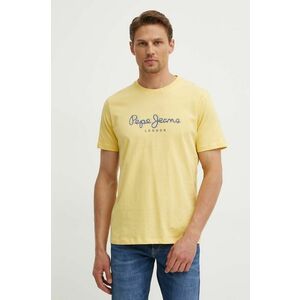 Pepe Jeans tricou din bumbac ABEL barbati, culoarea galben, cu imprimeu, PM509428 imagine