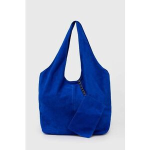 Answear Lab geanta de mana din piele intoarsa culoarea albastru marin imagine