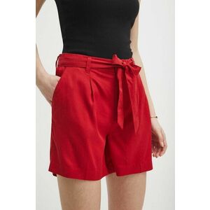 Medicine pantaloni scurti femei, culoarea rosu, neted, high waist imagine