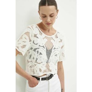 Answear Lab bluza din bumbac femei, culoarea alb, neted imagine