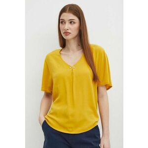 Medicine bluza femei, culoarea galben, neted imagine