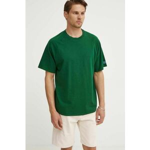 American Vintage tricou din bumbac TEE-SHIRT MC COL ROND barbati, culoarea verde, melanj, MLAW02DE24 imagine