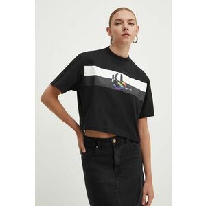 Karl Lagerfeld Jeans tricou din bumbac femei, culoarea negru, 245J1710 imagine