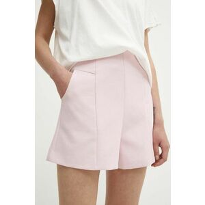 Answear Lab pantaloni scurti femei, culoarea roz, neted, high waist imagine