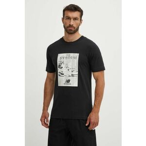 New Balance tricou din bumbac barbati, culoarea negru, cu imprimeu, MT41595BK imagine