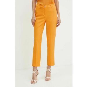 Morgan pantaloni PRELI.F femei, culoarea portocaliu, mulata, high waist, PRELI.F imagine
