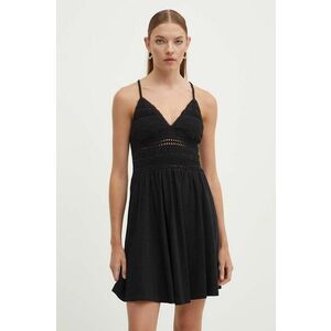 Superdry rochie din bumbac culoarea negru, mini, evazati imagine