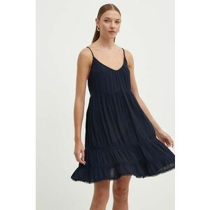 Superdry rochie din bumbac culoarea albastru marin, mini, evazati imagine