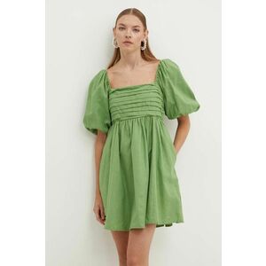 Abercrombie & Fitch rochie din in culoarea verde, mini, evazati imagine