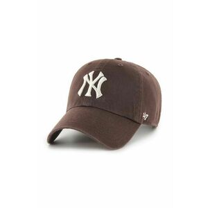 47 brand șapcă de baseball din bumbac MLB New York Yankees culoarea maro, cu imprimeu, B-NLRGW17GWS-BWE imagine