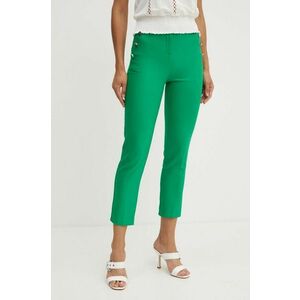 Morgan pantaloni PRATY femei, culoarea verde, fason tigareta, high waist, PRATY imagine