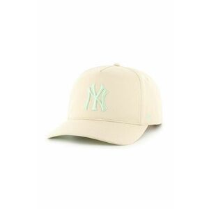 47 brand șapcă de baseball din bumbac MLB New York Yankees culoarea bej, cu imprimeu, BCWS-SRSHT17GWP-NT96 imagine