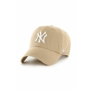 47 brand șapcă de baseball din bumbac MLB New York Yankees culoarea bej, cu imprimeu, B-NLRGW17GWS-KHD imagine