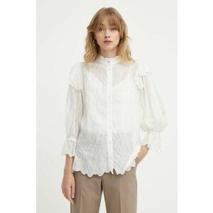 Bruuns Bazaar camasa CyperusBBCaro shirt femei, culoarea alb, cu guler stand-up, regular, BBW3981 imagine