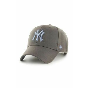 47 brand șapcă de baseball din bumbac MLB New York Yankees culoarea gri, cu imprimeu, BCPTN-SUMVP17WBP-GH01 imagine
