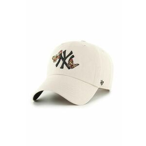 47 brand șapcă de baseball din bumbac MLB New York Yankees culoarea bej, cu imprimeu, B-ICACL17GWS-BN imagine