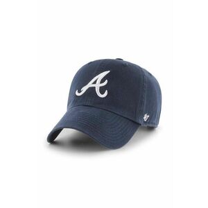 47 brand șapcă de baseball din bumbac MLB Atlanta Braves culoarea albastru marin, cu imprimeu, B-RGW01GWS-NYD imagine