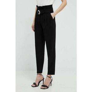 Morgan pantaloni femei, culoarea negru, drept, high waist imagine