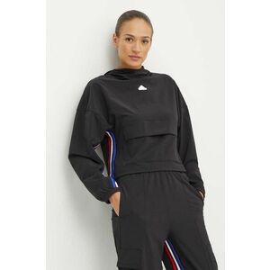 adidas bluza Express femei, culoarea negru, cu glugă, modelator, IX3742 imagine
