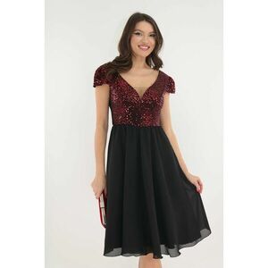 Rochie eleganta clos din voal negru si paiete rosii imagine