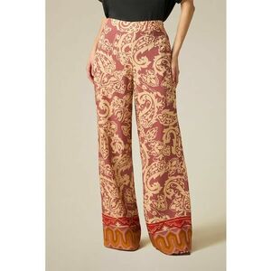 Pantaloni cu croiala ampla si imprimeu paisley imagine